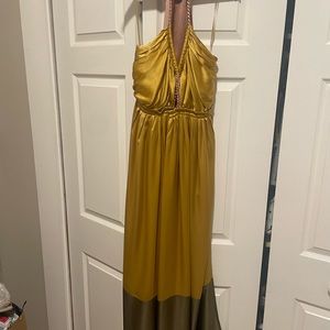 Anthropologie silk color blocked maxi dress